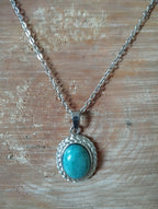 Collier Pendentif Amazonite Cabochon 25mm - Pierre Naturelle - Bijouxlithotresors