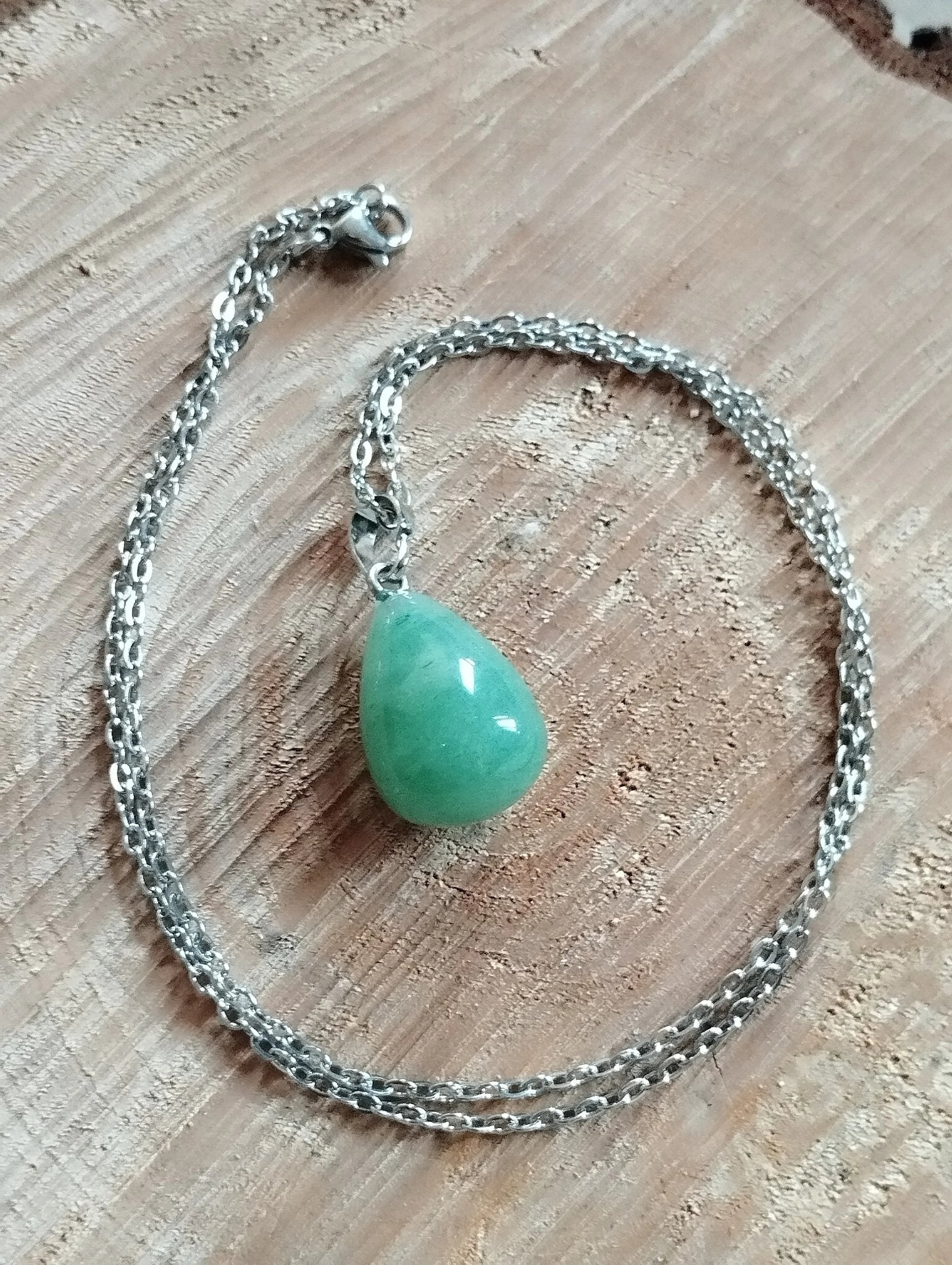Collier Aventurine Verte Goutte 25x20mm - Pierre Semi - Précieuse Naturelle - Bijouxlithotresors