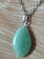 Collier Pendentif Feuille Aventurine Verte - Pierre Naturelle - Bijouxlithotresors