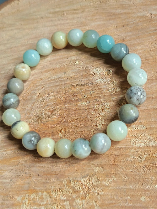 Bracelet Amazonite Flower Bien - être et Sérénité 8mm lithotérapie. - Bijouxlithotresors