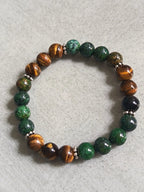 Bracelet Œil de Tigre et Jaspe Turquoise Africain 8mm - Pierres Naturelles - Bijouxlithotresors