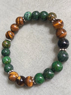 Bracelet Œil de Tigre et Jaspe Turquoise Africain 8mm - Pierres Naturelles - Bijouxlithotresors