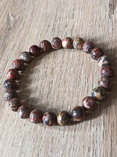 Bracelet en Jaspe Léopard 8mm - Pierre Naturelle