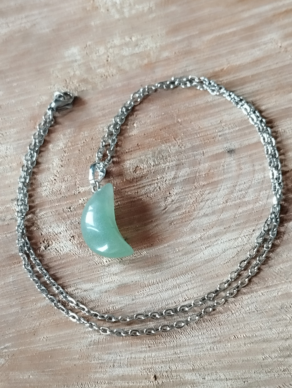 Collier Aventurine Verte Croissant de Lune - Pierre Naturelle Grade AA