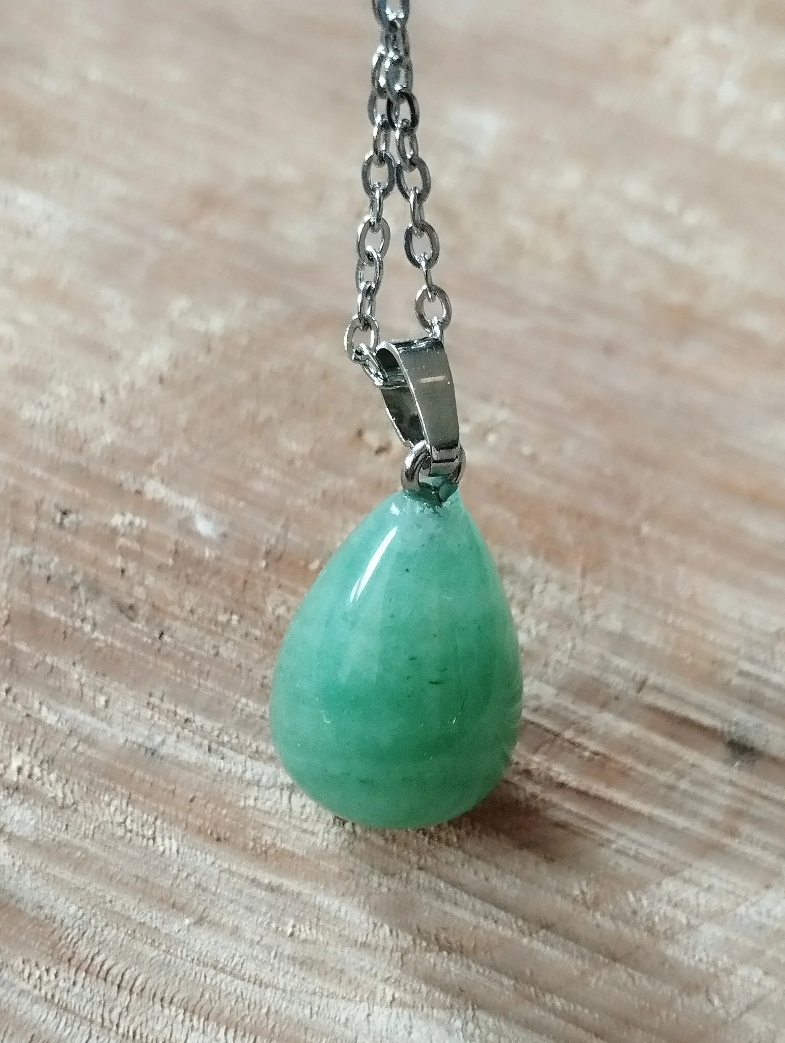 Collier Aventurine Verte Goutte 25x20mm - Pierre Semi - Précieuse Naturelle - Bijouxlithotresors