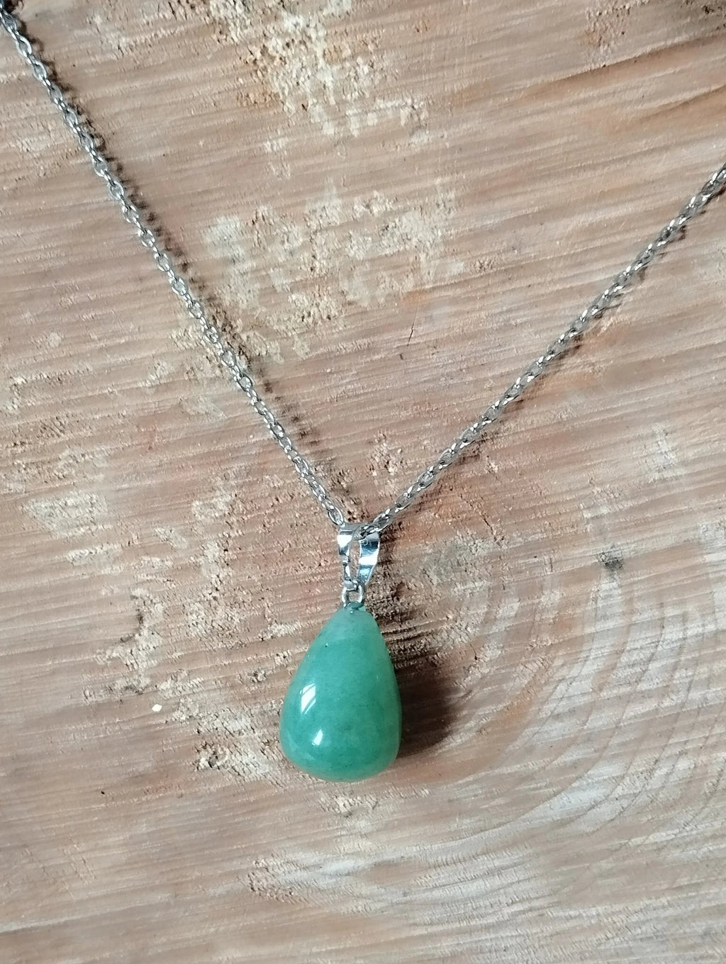 Collier Aventurine Verte Goutte 25x20mm - Pierre Semi - Précieuse Naturelle - Bijouxlithotresors