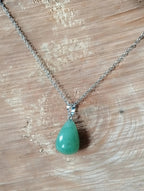 Collier Aventurine Verte Goutte 25x20mm - Pierre Semi - Précieuse Naturelle - Bijouxlithotresors