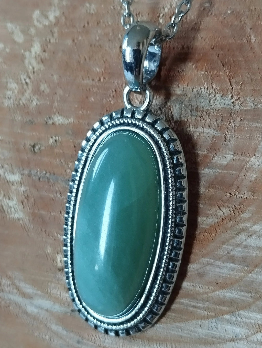 Collier Pendentif Aventurine Vintage - Pierre Naturelle avec Chaîne Acier Inoxydable - Bijouxlithotresors