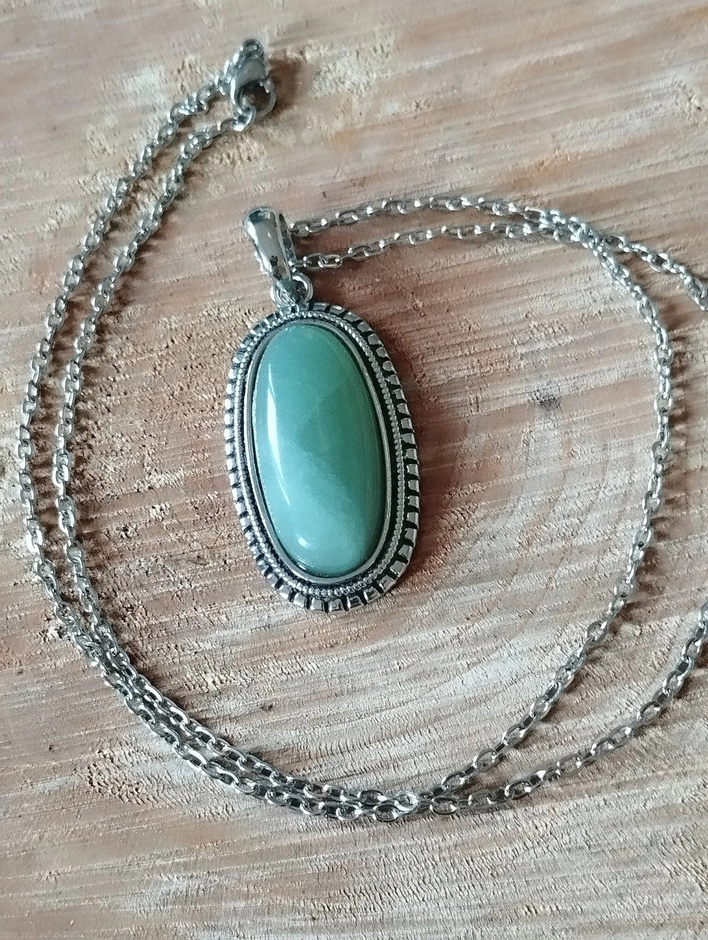 Collier Pendentif Aventurine Vintage - Pierre Naturelle avec Chaîne Acier Inoxydable - Bijouxlithotresors
