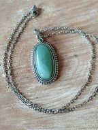 Collier Pendentif Aventurine Vintage - Pierre Naturelle avec Chaîne Acier Inoxydable - Bijouxlithotresors