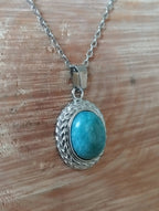 Collier Pendentif Amazonite Cabochon 25mm - Pierre Naturelle - Bijouxlithotresors