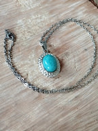 Collier Pendentif Amazonite Cabochon 25mm - Pierre Naturelle - Bijouxlithotresors