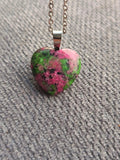 Collier Pendentif Rubis Zoïsite Cœur 20mm - Pierre Naturelle avec Chaîne - Bijouxlithotresors