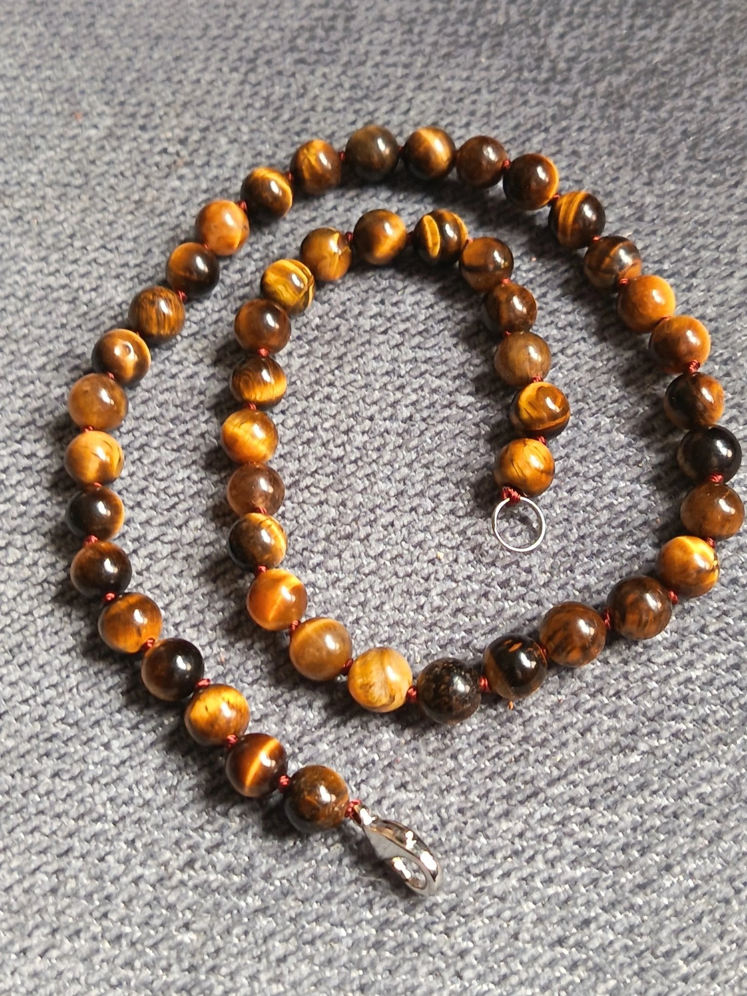 Collier Œil de Tigre 45cm Perles 8mm - Pierre Protection - Bijouxlithotresors