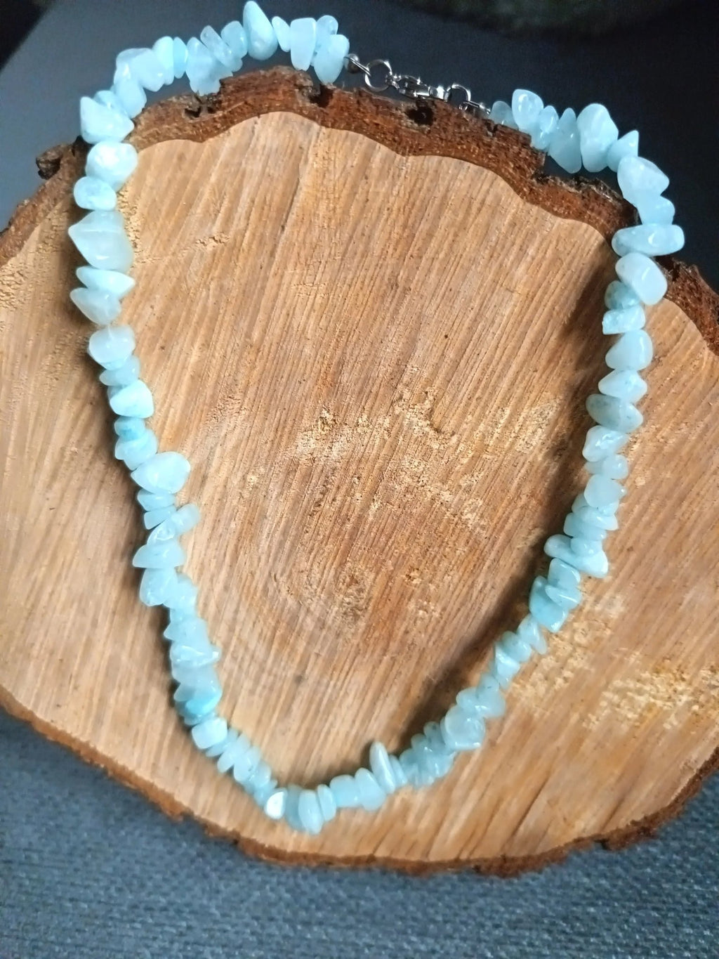 Collier Aigue - Marine Ras - du - Cou 40cm - Acier Inoxydable - Bijouxlithotresors