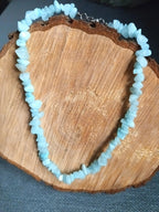 Collier Aigue - Marine Ras - du - Cou 40cm - Acier Inoxydable - Bijouxlithotresors