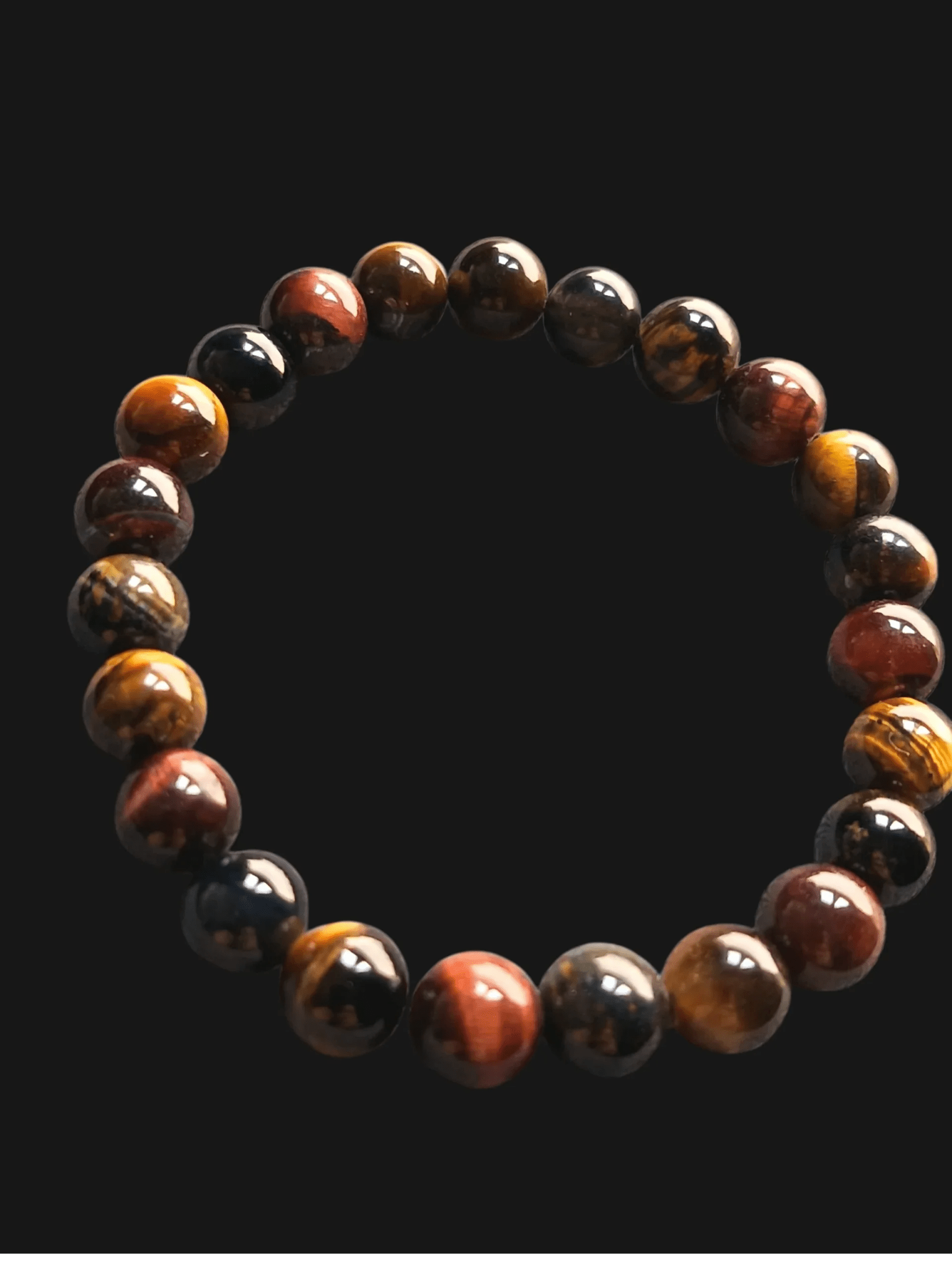 Bracelet Trio Œil de Tigre, Taureau et Faucon - Perles Naturelles - Bijouxlithotresors