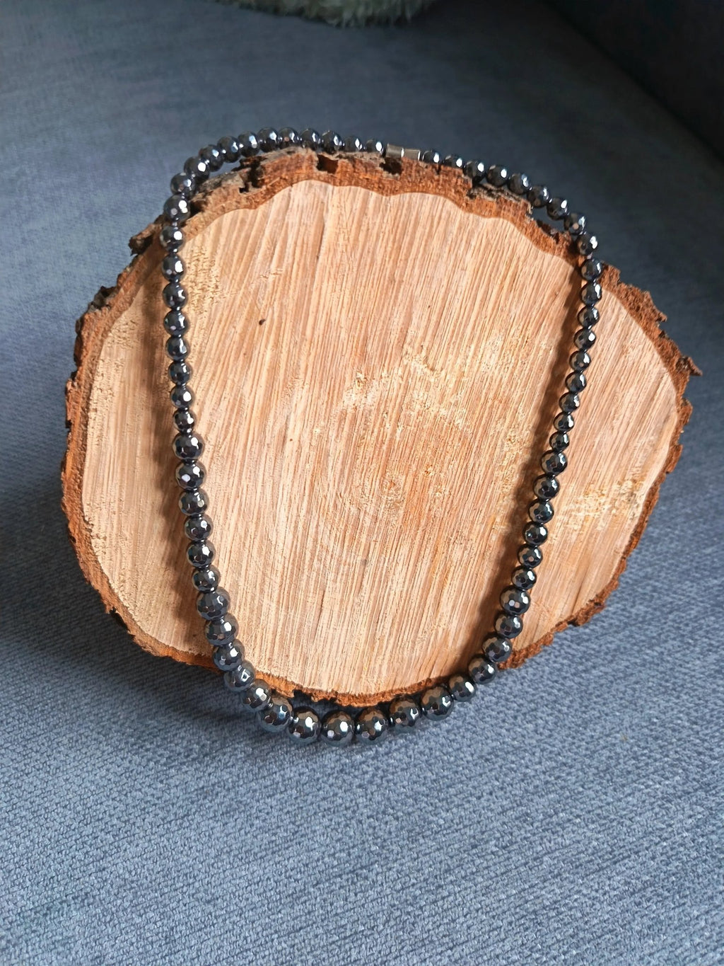 Collier Hématite Argentée Facettes - Perles Dégradées 45cm - Bijouxlithotresors