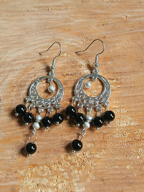 Boucles d'Oreilles Pendantes Pierres Naturelles - Style Bohème - Bijouxlithotresors