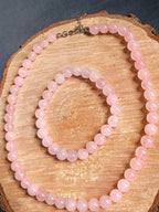 Parure Quartz Rose Grade AA - Collier et Bracelet Pierres Naturelles 8mm - Bijouxlithotresors