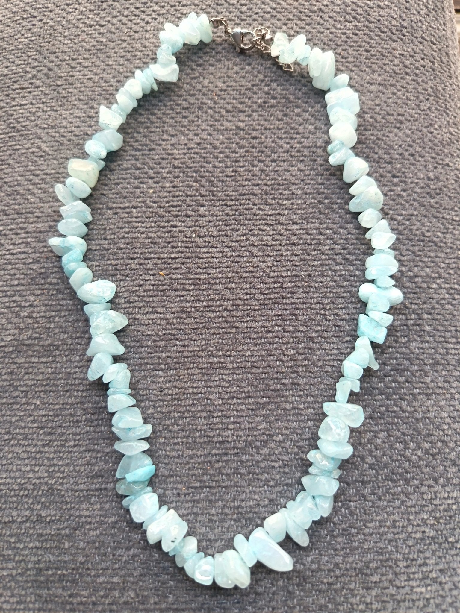 Collier Aigue - Marine Ras - du - Cou 40cm - Acier Inoxydable - Bijouxlithotresors