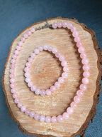 Parure Quartz Rose Grade AA - Collier et Bracelet Pierres Naturelles 8mm - Bijouxlithotresors