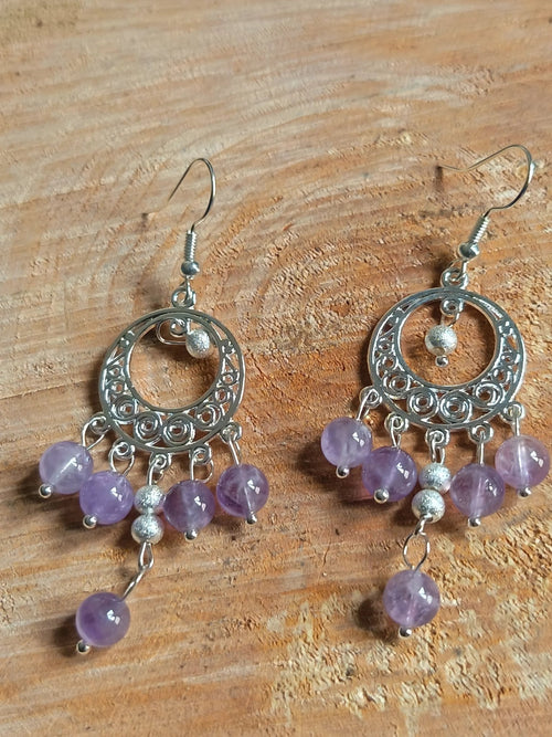 Boucles d'Oreilles Pendantes Pierres Naturelles - Style Bohème - Bijouxlithotresors