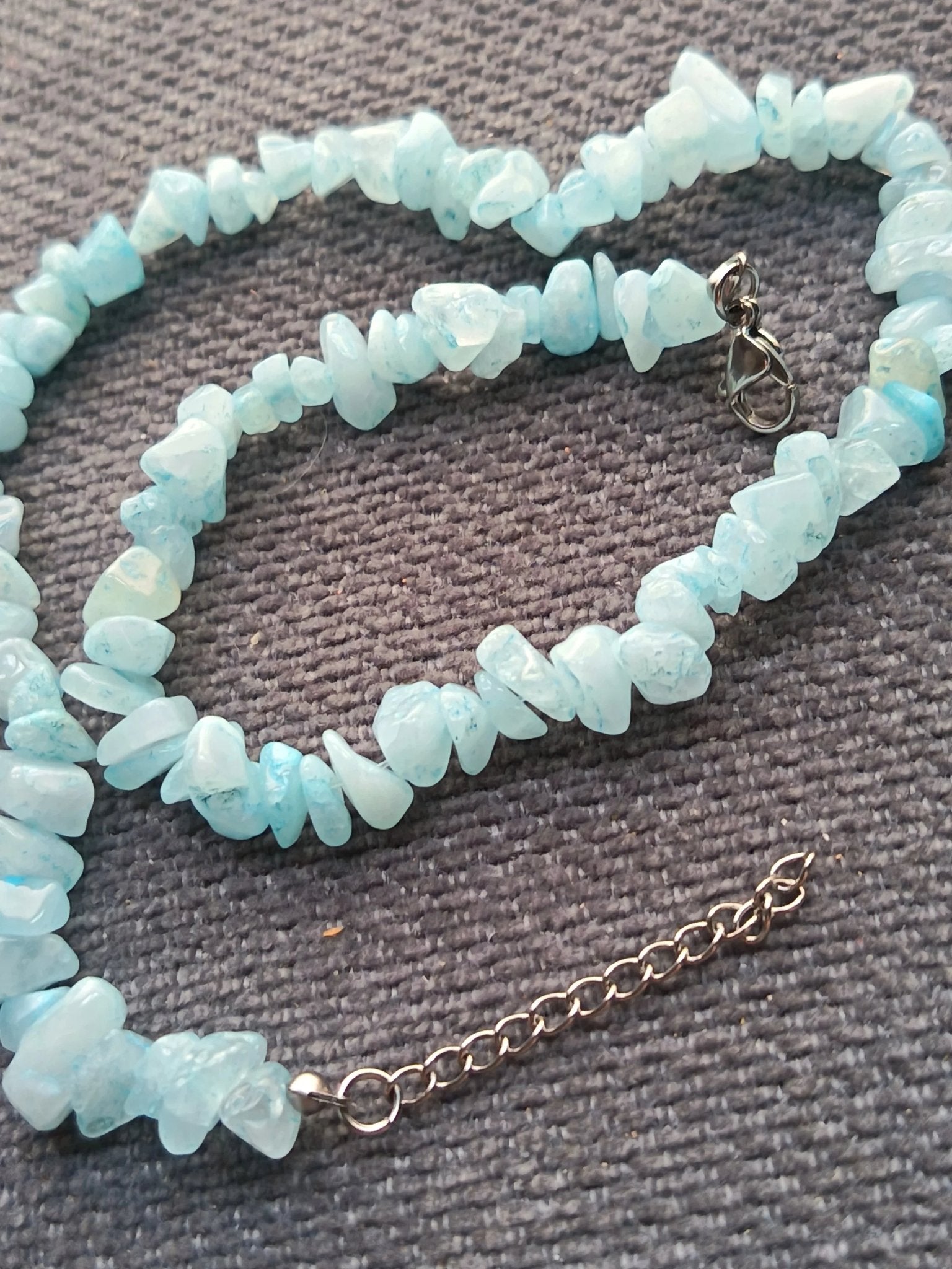 Collier Aigue - Marine Ras - du - Cou 40cm - Acier Inoxydable - Bijouxlithotresors